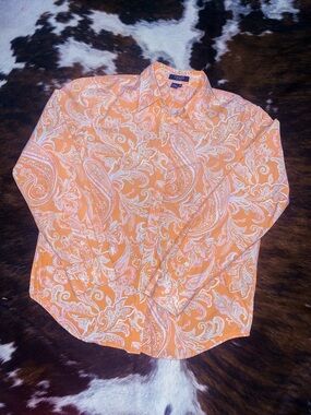 Chaps Women’s Orange Paisley Button-Down Shirt